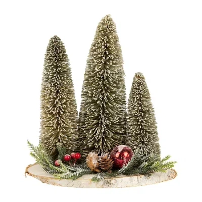Northlight 10.25" Frosted Trio Christmas Tabletop Tree In Green
