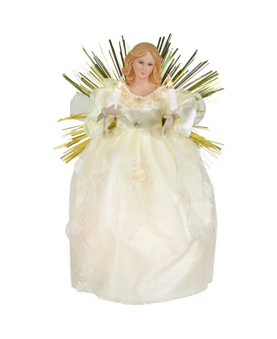 Northlight 10.5" Angel With Candle Lighted Christmas Tree Topper In Gold