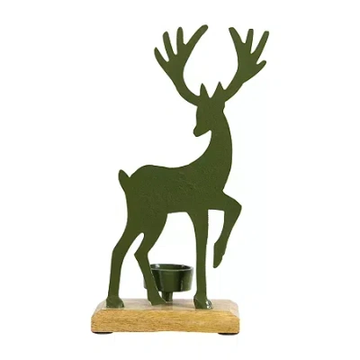 Northlight 10.5" Reindeer Tealight Candle Holder In Green