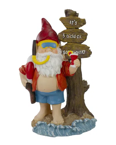 Northlight 10.5in Beach Gnome Outdoor Garden Statue In Red