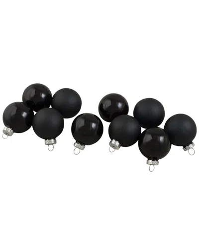 Northlight 10ct Shiny And Matte Black Glass Ball Christmas Ornaments 1.75in (45mm)