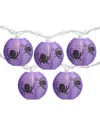 Northlight Spider Paper Lantern 10 Piece Halloween Lights With 8.5' White Wire Set In Purple