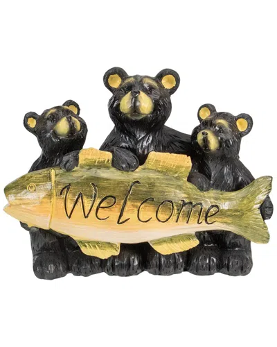 Northlight 10in Bear Family Trio Welcome Sign Outdoor Garden Statue In Brown