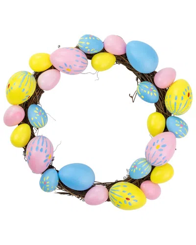 Northlight 10in Floral Easter Egg Artificial Grapevine Wreath In Yellow