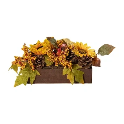 Northlight 10in Yellow And Brown Sunflowers Leaves Fall Harvest Floral Arrangement In Multi