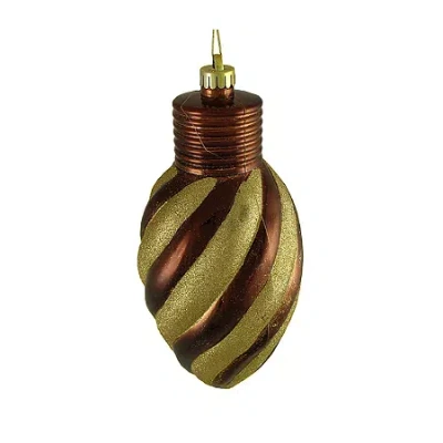 Northlight 11'' Chocolate Brown And Gold Striped Shatterproof Light Bulb Christmas Ornament (pack Of 3)
