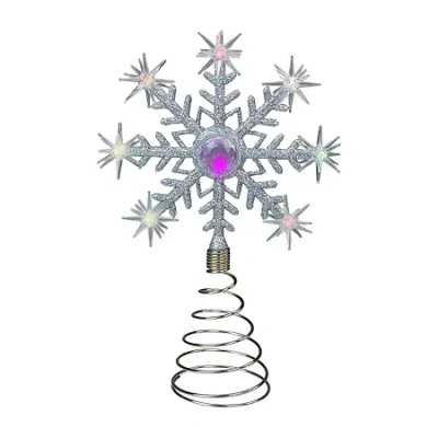 Northlight 11'' Led Lighted Coloring Changing Twinkling Snowflake Christmas Tree Topper In Silver