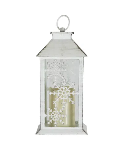 Northlight 11" Led Lighted Snowflakes Christmas Candle Lantern In White