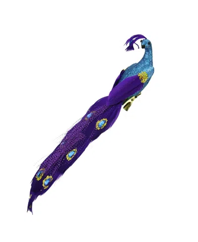 Northlight 11" Purple And Blue Faux Jeweled Peacock Bird Clip-on Christmas Ornament