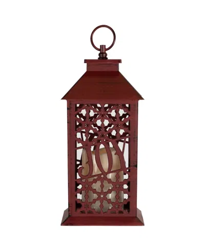 Northlight 11" Snowflakes Joy Christmas Candle Lantern In Red