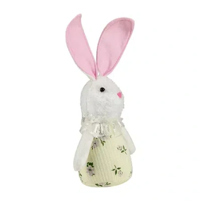 Northlight 11" Yellow Spring Floral Bunny Easter Figurine In White