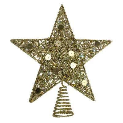 Northlight 11.5" Pre-lit Gold Glittered Star Christmas Tree Topper