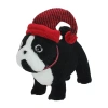 Northlight 11.5in Black And White Plush Standing Bulldog With Red Hat Christmas Figurine In Black