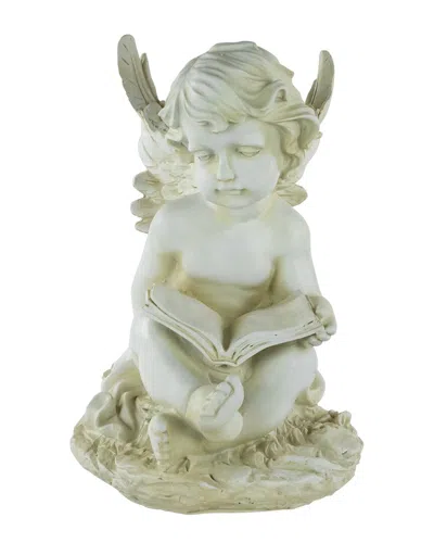 Northlight 11.5in Cherub Angel With Book Outdoor Garden Statue In Ivory