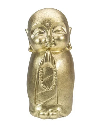Northlight 11.5in Golden Buddhist Monk Outdoor Garden Statue In Bronze