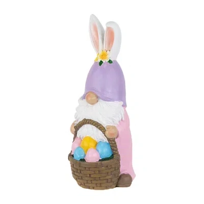 Northlight 12" Bunny Gnome With Egg Basket Easter Gnome In Pink