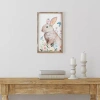 Northlight Easter Bunny With Flowers Framed Wall Sign In Brown