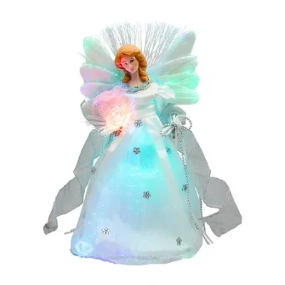 Northlight 12" Color Changing Fiber Optic Angel With Rose Christmas Tree Topper In White