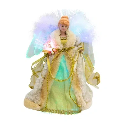 Northlight 12" Gold Color Changing Fiber Optic Angel Christmas Tree Topper In Multi