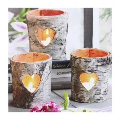 Northlight 12'' Gray And White Led Lighted Flickering Rustic Birch Candles Canvas Wall Art