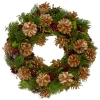Northlight 12" Green, Gold, And Red Glitter Pinecones Christmas Wreath In Green