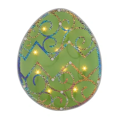 Northlight 12" Green Lighted Egg Easter Window Decor