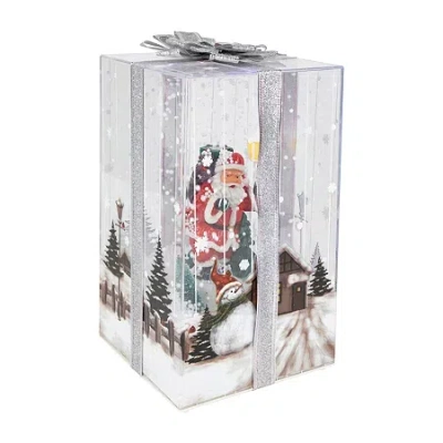 Northlight 12 Inmusical Snowing Gift Box Santa Christmas Snow Globe In White