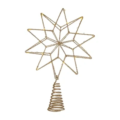Northlight 12" Led Glittered Gold Star Christmas Tree Topper In Yellow