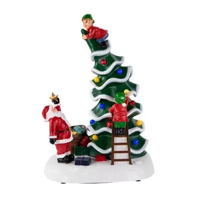 Northlight 12" Led Lighted Animated And Musical Santafts Helpers Plays Music Christmas Tabletop Decor In Multi