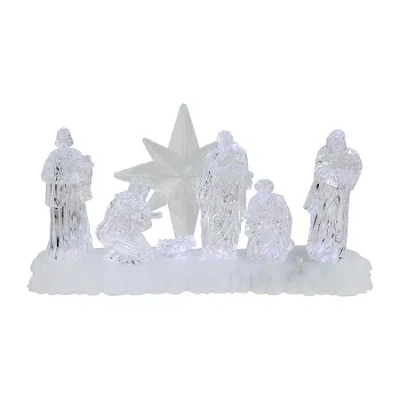Northlight 12" Led Lighted Nativity Scene Acrylic Lighted Nativity Set In White