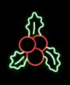 Northlight 12" Led Lighted Neon Style Holly Berries Christmas Window Silhouette In Green