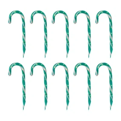 Northlight 12" Lighted Outdoor Candy Cane Christmas Yard Art In Green