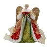 Northlight 12'' Lighted Red And Green Angel With Wings Christmas Tree Topper - Clear Lights In Red
