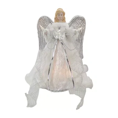 Northlight 12'' Lighted Silver And White Angel With Wings Christmas Tree Topper - Clear Lights