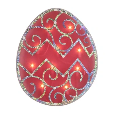 Northlight 12" Pink Lighted Egg Easter Window Decor In Red