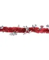 Northlight 12' Shiny Red Christmas Tinsel Garland With Silver Snowflakes In Silver