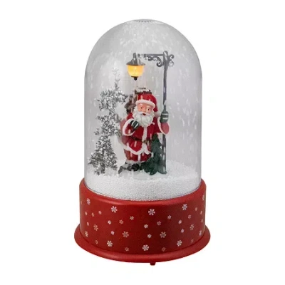 Northlight 12" Snowing Lighted Santa With Street Light Christmas Snow Globe In Red