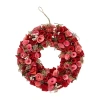 Northlight 12.25"shaved Wood Roses Wreath In Pink