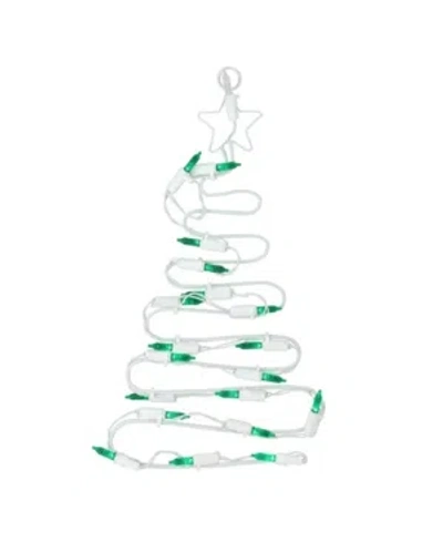 Northlight 12.5" Battery Operated Led Lighted Christmas Tree Window Silhouette With Timer In White