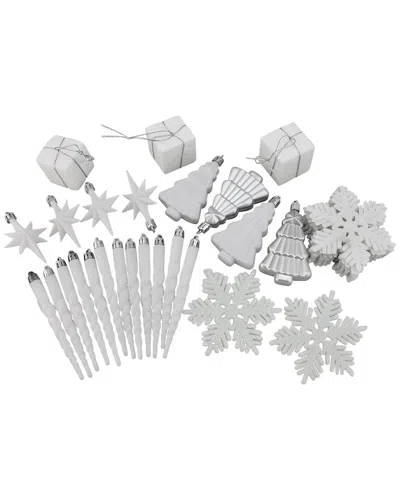 Northlight 125ct Winter White And Silver Shatterproof 4-finish Christmas Ornaments 5.5in (140mm) In Gray
