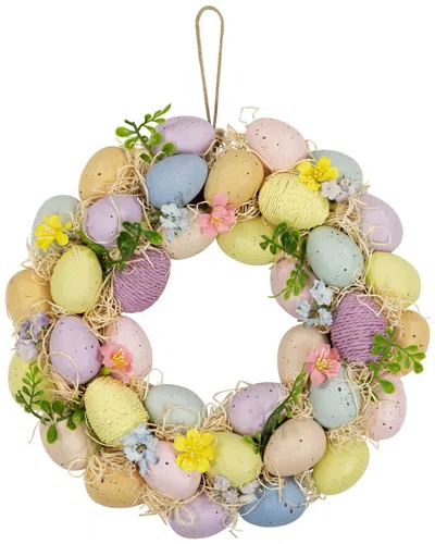 Northlight 12.5in Floral & Easter Egg Spring Wreath In Multicolor
