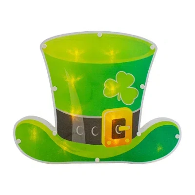 Northlight 12.5in Led Lighted Irish Leprechaun Hat Silhouette With Timer St. Patricks Day Window Decor In Green