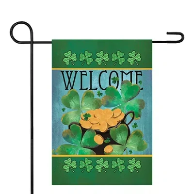 Northlight 12.5in X 18in Welcome Pot Of Gold Garden Flags In Green