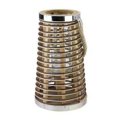 Northlight 12.75'' Rustic Chic Tapered Cylinderical Rattan Candle Holder Lantern With Jute Handle In Brown