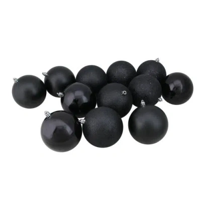 Northlight 12ct Black Shatterproof 4-finish Christmas Ball Ornaments 4"