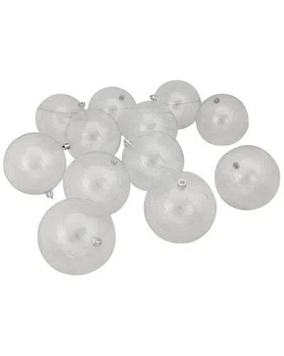 Northlight 12ct Clear Shatterproof Shiny Christmas Ball Ornaments 4in (100mm) In Gray