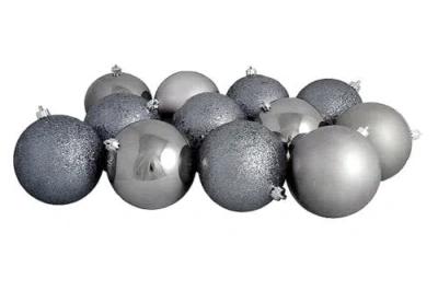 Northlight 12ct Gray Shatterproof 4-finish Christmas Ball Ornaments 4"