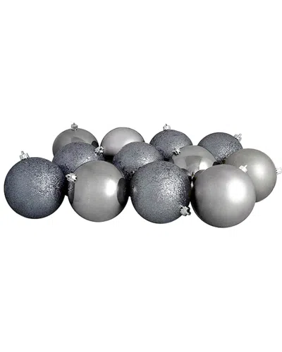 Northlight 12ct Gray Shatterproof 4-finish Christmas Ball Ornaments