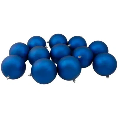 Northlight 12ct Lavish Blue Shatterproof Matte Christmas Ball Ornaments 4"