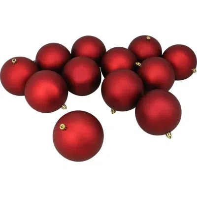 Northlight 12ct Shatterproof Matte Christmas Ball Ornaments In Red